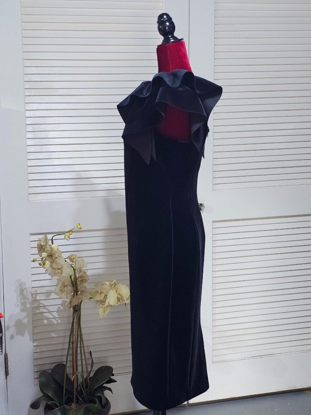 Eliza J Womens Black Velvet One-Shoulder Ruffle Detail Cocktail Dress Sz 10 2810 - Picture 5 of 15